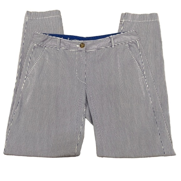 TALBOTS Women’s Weekend White & Blue Pinstripe Chino Pants, Size 2 - Picture 1 of 13